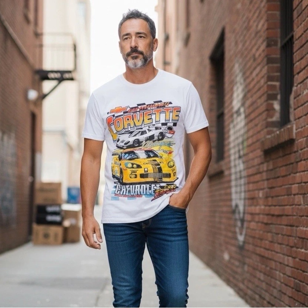 Mens L CHEMISTRY Chevrolet Motorsports Corvette C6-R Racing Graphic T-Shirt Tee